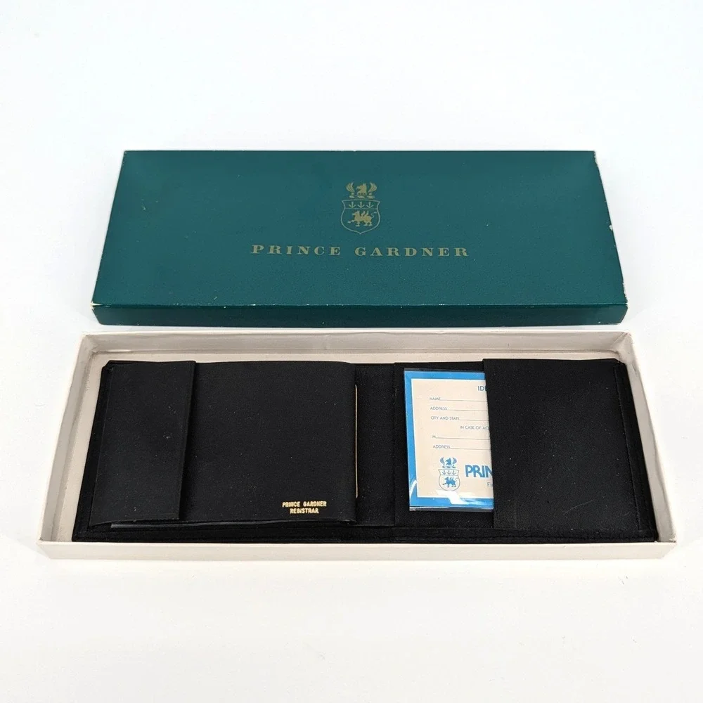 NWT‎ Prince Gardner Registrar Black Leather Wallet Vintage Billfold & Ephemera